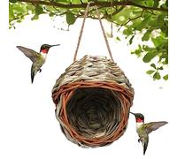 Grass Bird House | Hand Woven Reed Bird Nest | Backyard Bird Watching and Wildlife, Window Bird House, Hummingbird Houses for Nesting for Outdoor Garden , Home Soydan