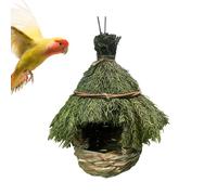 Grass Bird House - Teardrop Pattern, Braided Straw Frame, Threaded Botanical Cocoon, Hanging Tree Capsule, Raised Seating Chamber, Canopy Shelter | For The Observation Patio Of The Stä