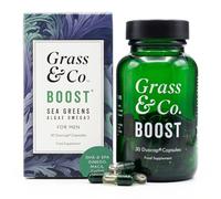 Grass & Co. Boost Duo Caps for Men - Vegan Omega 3 DHA & EPA Algae Oil Supplements for Brain & Heart Health with Spirulina, Chlorella, Ginkgo, Maca, Selenium & Zinc for Vitality & Stamina, 30 Capsules