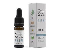 Grass & Co. CALM CBD Oil 1000mg with Ashwagandha Chamomile Mint L Theanine B5 B6 B12 for Relaxation Vegan 10ml
