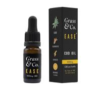 Grass & Co EASE Formula 1000mg CBD Oil - High Potency, Turmeric Ginger Orange Flavor, with Vitamins K & D, 10ml