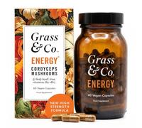 Grass & Co. Energy Capsules - Cordyceps Mushroom | 6400mg Equivalent (8:1 Extract), Holy Basil, Iron, Vitamins B12 & B9, High Strength Formula, 60 Capsules, Vegan, Made in UK