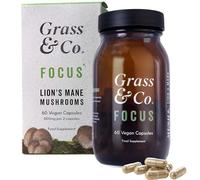Grass & Co. Lions Mane Supplement Mushroom 600mg Capsules with Vitamin D, Vegan Omega 3, Vitamin B12 & Ginseng | Focus | Supports Cognitive Health | 60 Capsules, 30 Servings