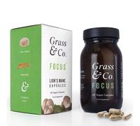 Grass & Co. FOCUS Lion's Mane Mushrooms with Ginseng + Omega3, 60 Vegan Capsules