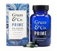 Grass & Co. Prime Sea Greens Vegan Omega 3 DHA & EPA Algae-Based Omega 3 Supplement with Ashwagandha, Ginseng, Zinc & Vitamins B5, B6, D3, K2 for Women's Health & Wellness 30 Capsules