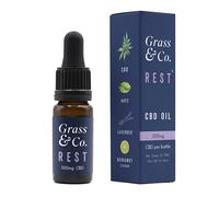 Grass & Co. REST CBD Oil 500mg with Bergamot Lavender Hops L Theanine B Vitamins for Relaxation Sleep Support Vegan 10ml
