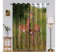 Grass Curtains for Bedroom Gazelle Window Curtain for Bedroom, Thermal Insulated, Noise Reducing-Curtains, Living Room-Curtain 66 x 84 Inch 2 PanelsYI3219