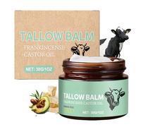 Grass-Fed Beef Tallow Balm with Frankincense Oil & Castor Oil - Hydrating & Soothing Tallow Moisturiser for Face & Body - Natural Skincare Cream for Deep Moisture, Brightening & Skin Nourishment