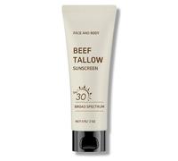 Grass-Fed Tallow Sunscreen Spf 30, Organic Face Sun Cream, Suncream Instant Sun Protection, Spf 30 Tallow Face Moisturiser, Non-Greasy, Reef-Safe Formula For FacE & Body | 57g Travel-Friendly