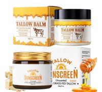 Grass-Fed Tallow Sunscreen Spf50 + Tallow Face Cream Duo | Skincare Set For Face & Body | Uva/Uvb Protection, Tallow And Honey Balm Deep Moisturizing & Non-Greasy Finish | Outdoor&Daily Use