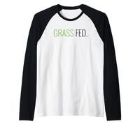 Grass Fed - Vegetarian Gift, Animal Lover, Vegan, Plant Life Raglan Baseball Tee