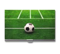 Grass Field Soccer Playground Metal Business Card Case for Men Women Slim Pocket Purse Multi Wallet Professional Pocket Card Holder for Name Card Credit Card, style, One Size