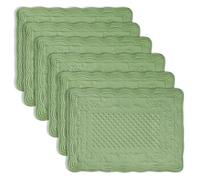 Grass Green 100% Cotton Quilted Placemats Set of 6, Rectangular Placemats Machine Washable-13x18 inches for Kitchen or Dining Table Fabric Rectangular Table Mats (13"x18")