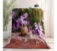 Grass Green Autumn Winter Throw Blanket, Close-Up Floral Animal Snail Pattern, Ultra Soft Cozy Flannel Throw Blankets Lightweight Fleece Fuzzy Plush Throw Blanket for Bed Chair Couch 220×240 cm