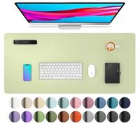 Grass Green PU Leather Desk Blotter, Mouse Pad & Laptop Desk Pad (80cmx40cm) - Non-Slip, Waterproof for Office & Home