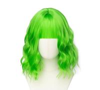 Grass Green Wavy Bob Wig with Fringe Hair Short Curly Wigs for Women