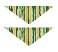 Grass Green Yellow Stripe Pattern Doodle Art 2 Pack Dog Holiday Bandanas Unisex Puppy Cat Pet Scarf Pet Holiday Set for Dogs Cats