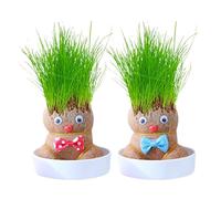Grass Head - Doll Head Planter, Easy-to-care | Grow Your Own Grass Heàd For Gŕašs Plant Kindergarten Potted Plant Ornament Bedroom, Work Area, Living Room, And Study Room