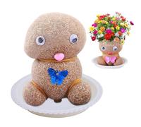 Grass Head Doll Plant,Grass Heads for Kids to Grow,cress Seeds, Desktop Green Plants Mi-ni Bonsai Pots with Tray,Growing Tray, Desktop Ornaments Decoration Or Plants Potted for Children