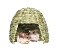 Grass House for Rabbits - Hidden Bed Structure, Folding Hay House | Small Pet Play Nest, Guinea Pig Tunnel Hut, Chinchilla Bedding Cabin, Cage Decoration Box, Hamster Playhouse Animal Habitat