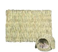 Grass House | Natural Crafted Animal Hideaway | Comfortable Animal Hut Play Hideaway Bed Hay Mat Chew Toy for Bunny Guinea Pig Hamster Chinchilla