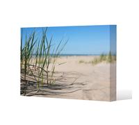 Grass in the sand dunes with the lake in the background (Canvas Print) / 101 x 77 x 4cm Benjamin Tate Design Natural One Size