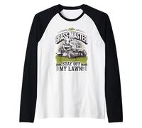 Grass Master Stay Off My Lawn Funny Lawn Mowing Gardening Raglan Baseball Tee