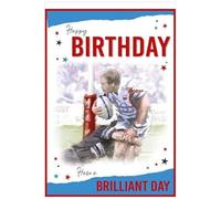 Grass Roots Male Open 'Happy Birthday' Greeting Card - From The Alpha Range - With A Foil Finish - Suitable For Any Recipient (Rugby)