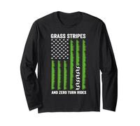 Grass Stripes and Zero Turn Rides US Flag Lawn Mower Men Long Sleeve T-Shirt