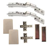 Grass Tiomos Mirro Nickel-Plated Glass Door Hinge for Mirror Doors and Glass Doors, 2 Complete Sets, Hinge with Damping, Opening Angle 125°, Pot Hinge Set with Accessories