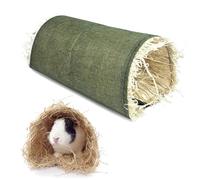 Grass Tunnel Toy, Grass Hut Bed Hideaway Hut Toy Grass House Woven for Rabbit Hamster Chinchillas Guinea Pig Small Animal Accessories Tunnels and Tubes (Green)