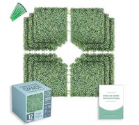 Grass Wall - Set of 12, 20" x 20" Artificial Boxwood Hedge Panels - 33 Square Ft Faux Plant Backdrop for Outdoor Parties & Photoshoots