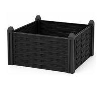 Grass Warehouse Black Rattan Effect Raised Garden Bed Planter Box Plastic Flower Herb Veg