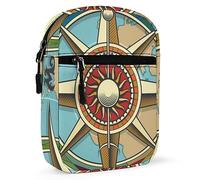 Grasses Classic Vintage Wind Compass Rose on Map Background Adjustable Fanny Waist Pack Pouch, Waterproof Crossbody Runners Bag Wallet for Gym Hiking Fitness Women Men 6.1 x 2.2 x 7.9 inch