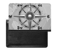 Grasses Classic Vintage Wind Compass Rose on Map Background Women's Passport Protector, Men's Passport Protector, PU Travel Passport Protector for Women Men Worker 5.8 x 3.9 x 0.4 inch