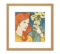 Grasset Salon Des Cent 2nd Exhibition Nouveau Artwork 8X8 Inch Square Wooden Framed Wall Art Print Picture with Mount Artery8 Light Oak One Size
