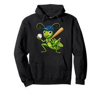 Grasshopper Baseball Player Insect Fun Pullover Hoodie