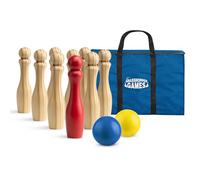 Grasshopper Games Age 3+ | Wooden Skittles Bowling Set for Kids, Outdoor Indoor Educational Wooden Skittles, Complete Classic Set for Kids and Adults