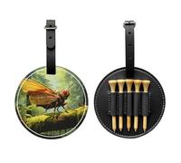 Grasshopper on a Branch Black Printed Golf tee Storage Bag - Portable Design, Easy to Organize tee