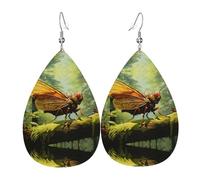 Grasshopper on a branch Leather earrings, European and American style earrings for young women, birthday gifts/Valentine's Day gifts