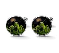 Grasshopper on Grass Alloy Cufflinks for Men 17mm 20mm Shirt Cuff Links for Wedding Business Formal Dress Father's Day Birthday Gift for Him