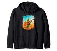 Grasshopper plays Spanish acoustic guitar, fun rock and roll Zip Hoodie