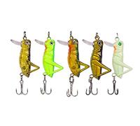 Grasshopper Shape Artificial Fishing Lure Bait 5 Pieces Set with Sharp Hooks Glow in The Dark Sinking Tackle for Freshwater Anglers Plastic Material 3.5x1.5cm Size