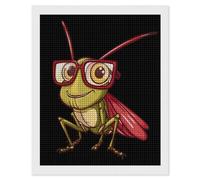 Grasshopper Wearing Eyeglasses Praying Mantis Insect Diamond Painting Kit for Adults Full Drill Square Diamond Wall Art Pictures Decor 16"x20"