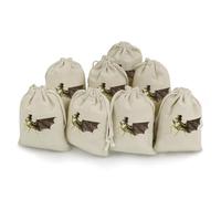 Grasshopper Wearing Top Hat And Tie Printed Cotton And Hemp Bunches Pocket Drawstring Pouch 8 Pieces Reusable Gift Bags
