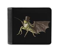 Grasshopper Wearing Top Hat and Tie Trendy Trifold Wallet for Men Classic Lightweight Credit Card Leather Wallets