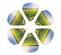 Grassland and Sunflower Print Guitar Picks 6 Pack With Organizer Storage Bag 0.46 0.71 0.96mm Guitar Plectrums Guitars Accessories For Bass Electric Acoustic Guitars
