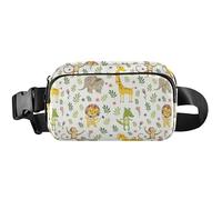 Grassland Animals Green Fanny Packs Womens Hip Bag Belt Purse Waterproof Floral Travel Waist Bag, Grassland Animals Green, 8 x 5.3 x 2.3 inch, Funny Cute, Grassland Animals Green, 8 x 5.3 x 2.3 inch