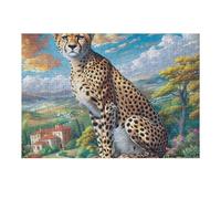 Grassland Cheetah Close Up 300 Piece Jigsaw Puzzle for Adults Teens Laundry Room Decor Boredom Buster Colourful Artwork Great Gift for 300 PCS