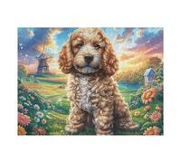 Grassland Cute Poodle 500 Piece Jigsaw Puzzle for All Ages Jigsaw Evening Wind Down Activity Challenging Fun Home Decor Stress Relief 500 PCS